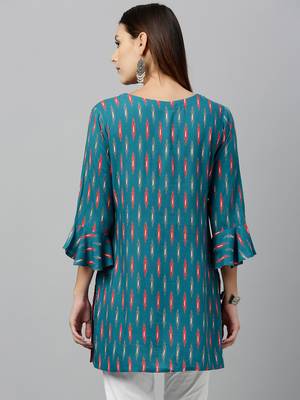 Teal Rayon stitched   kurta 2