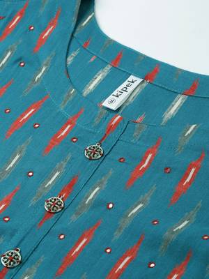 Teal Rayon stitched   kurta 4