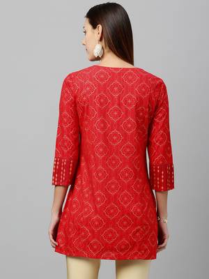 RED Rayon stitched   kurta 2