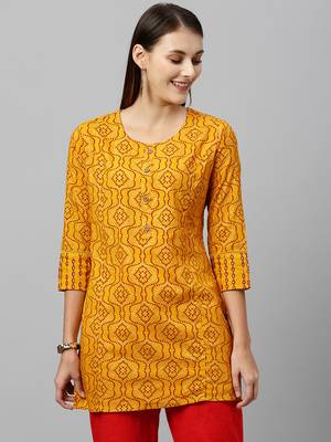 Mustard Rayon stitched   kurta 1