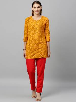 Mustard Rayon stitched   kurta 4