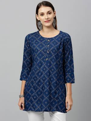 Navy Rayon stitched   kurta 1