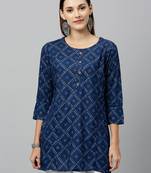 Navy Rayon stitched   kurta