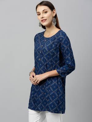 Navy Rayon stitched   kurta 3