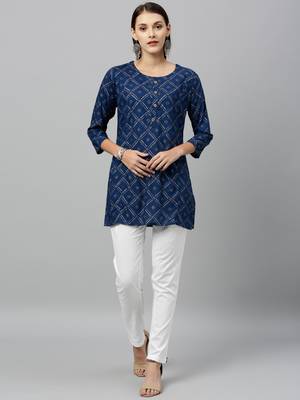 Navy Rayon stitched   kurta 4