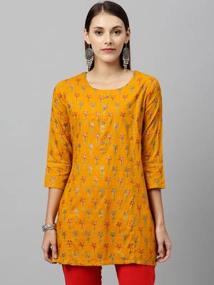 Mustard Rayon stitched   kurta 1