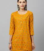 Mustard Rayon stitched   kurta
