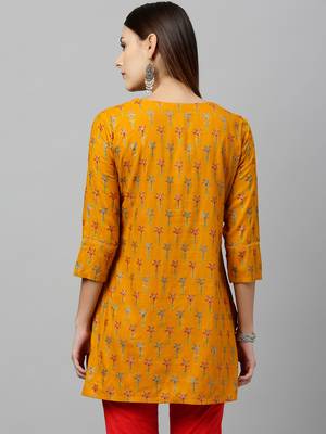 Mustard Rayon stitched   kurta 2