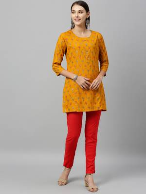 Mustard Rayon stitched   kurta 4