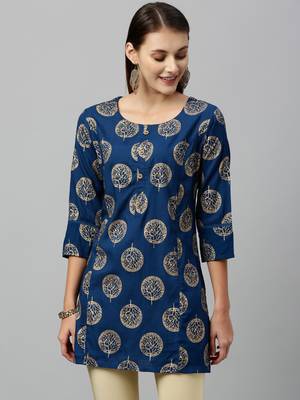 Teal Rayon stitched   kurta 1