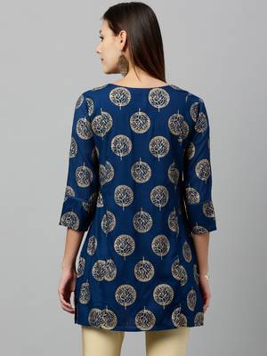 Teal Rayon stitched   kurta 2