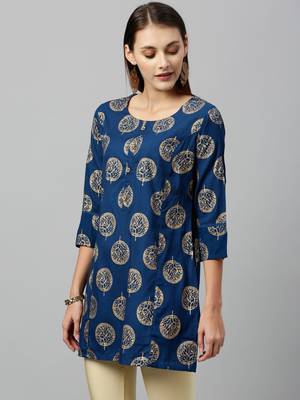 Teal Rayon stitched   kurta 3