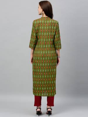 GREEN Rayon stitched   kurta 2