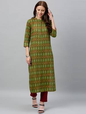 GREEN Rayon stitched   kurta 4