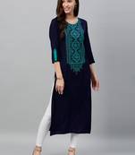 Blue Rayon stitched   kurta