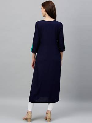 Blue Rayon stitched   kurta 2