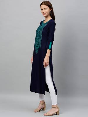 Blue Rayon stitched   kurta 3