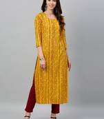 Mustard Rayon stitched   kurta