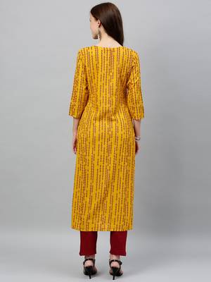 Mustard Rayon stitched   kurta 2
