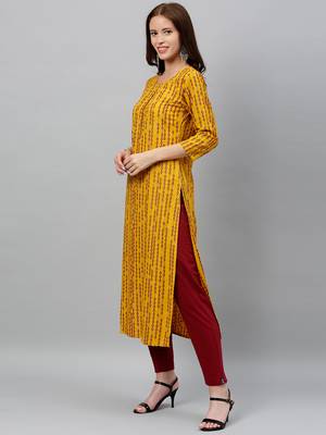 Mustard Rayon stitched   kurta 3