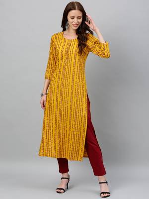 Mustard Rayon stitched   kurta 4