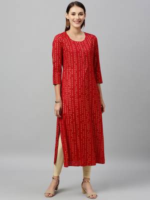 Red Rayon stitched   kurta 1