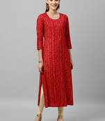 Red Rayon stitched   kurta