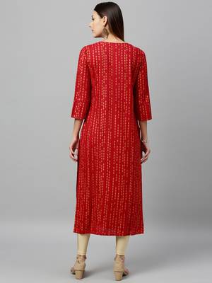 Red Rayon stitched   kurta 2