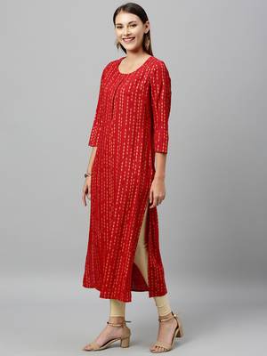 Red Rayon stitched   kurta 3