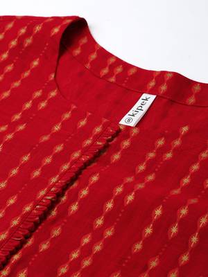 Red Rayon stitched   kurta 4
