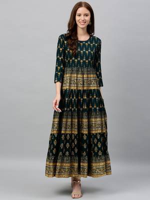 GREEN Rayon stitched   kurta 1