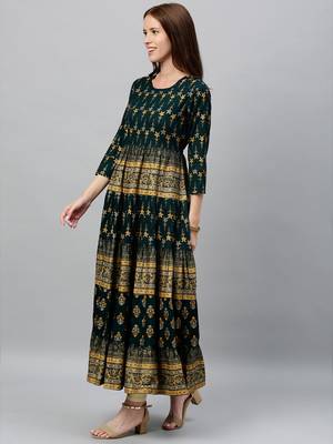 GREEN Rayon stitched   kurta 3
