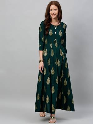 GREEN Rayon stitched   kurta 1