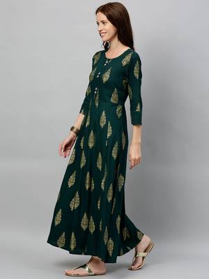 GREEN Rayon stitched   kurta 3