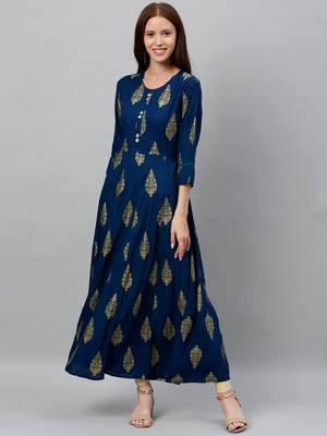 Teal Rayon stitched   kurta 1