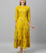 Mustard Cotton stitched   kurta