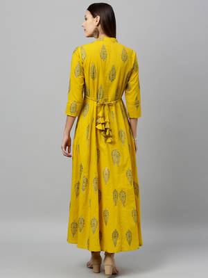Mustard Cotton stitched   kurta 2
