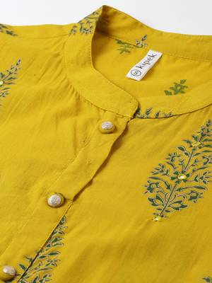 Mustard Cotton stitched   kurta 4