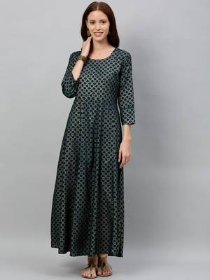 Teal Rayon stitched   kurta 1