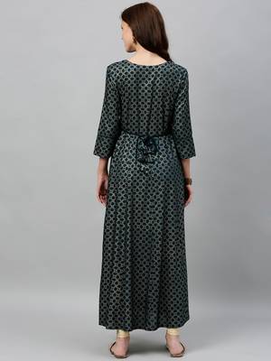 Teal Rayon stitched   kurta 2