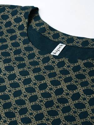 Teal Rayon stitched   kurta 4