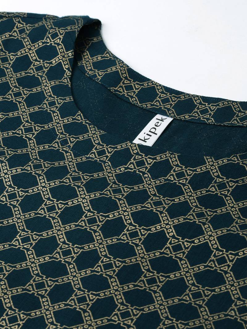 Teal Rayon stitched   kurta