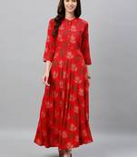 Red Rayon stitched   kurta