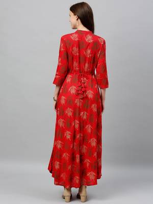 Red Rayon stitched   kurta 2