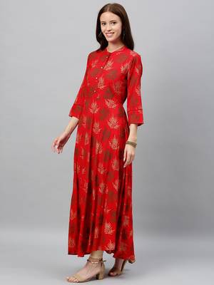 Red Rayon stitched   kurta 3