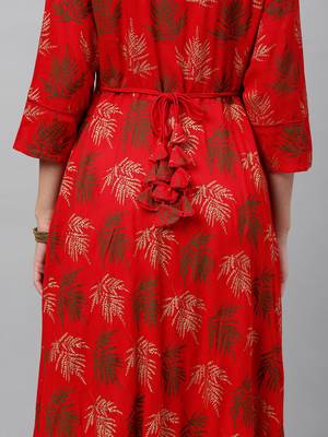 Red Rayon stitched   kurta 4