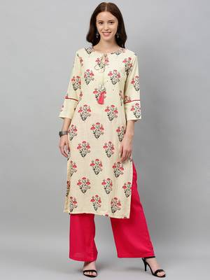 White Rayon stitched   Kurta with     Palazzo 1