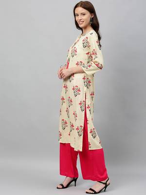 White Rayon stitched   Kurta with     Palazzo 3