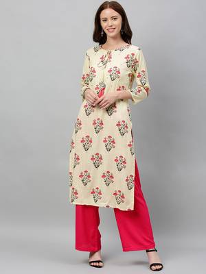White Rayon stitched   Kurta with     Palazzo 4