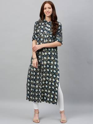 Blue Cotton stitched   kurta 1